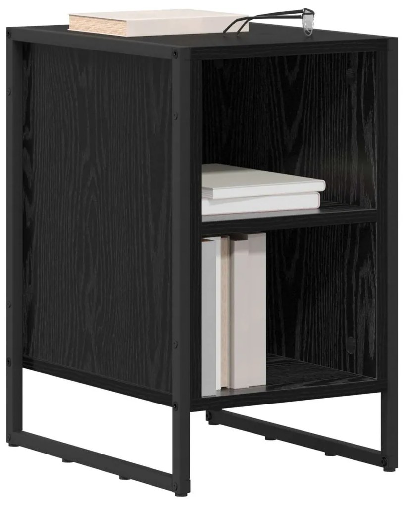 Éjjeli asztal 2 pcs Fekete tölgy 39.5 x 30 x 50 cm Faanyag