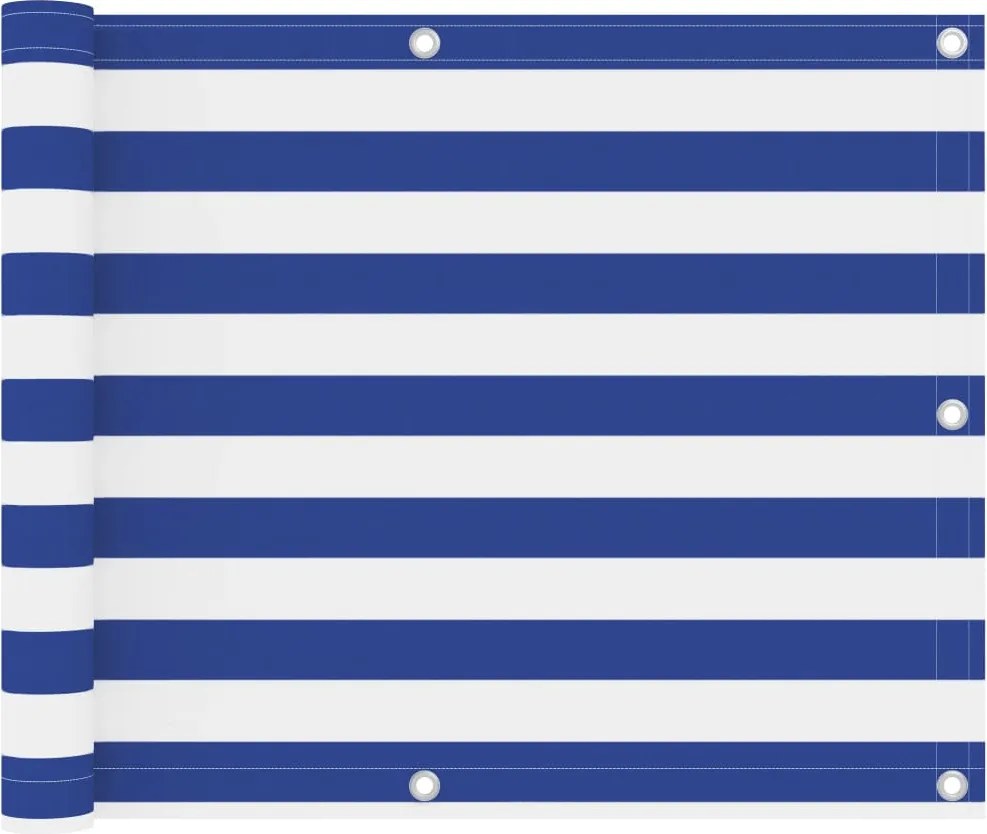 vidaXL fehér-kék oxford-szövet erkélyparaván 75 x 400 cm