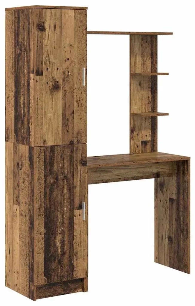 Tárolóval rendelkező íróasztal polcokkal ajtóval 2 pcs Öreg fa