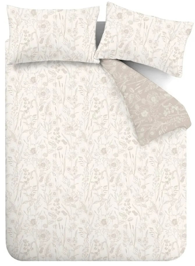 Bézs egyszemélyes flanel ágyneműhuzat 135x200 cm Floral Toile – Bianca