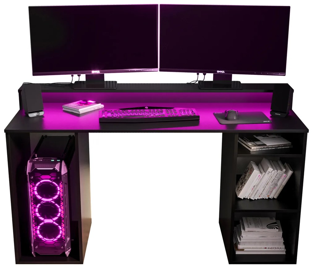 Sarok Gamer PC asztal Garrick 1 (fekete) (LED RGB világítással). 1064134