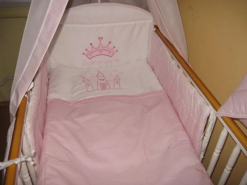 3 részes babaágynemű szett - Én Hercegnőm - bébi méret, 200 cm-es rácsvédővel - AZONNAL VIHETŐ!