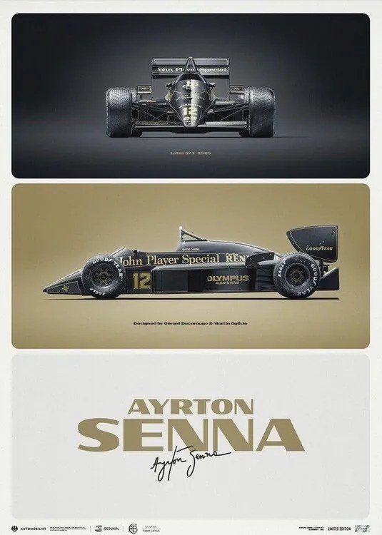 Művészeti nyomat Lotus 97T - Ayrton Senna - The First Win - Estoril, 1985, Automobilist