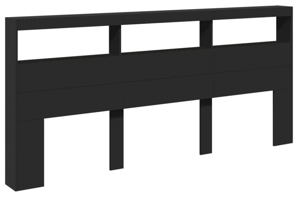 fekete áthidalószekrény LED-világítással 220 x 17 x 102 cm