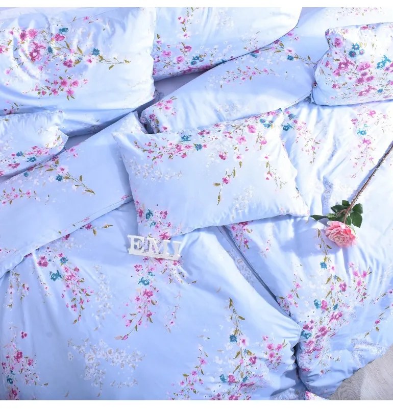 EMI Stela kék pamut ágyneműhuzat, A standard egyszemélyes ágy szett tartalma: 1x 140x200 + 1x 70x90