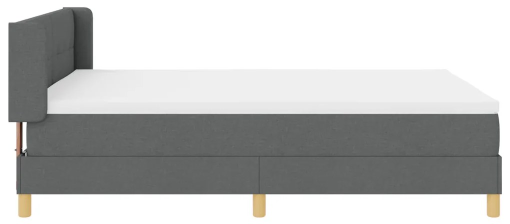 Boxspring ágy matraccal sötétszürkében, 140 x 190 cm, szövet