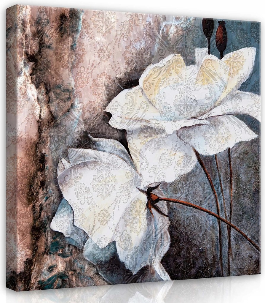 Vászonkép 80x80 Finomság Elegancia Virágok Rózsa Bazsarózsa Absztrakt Textúra