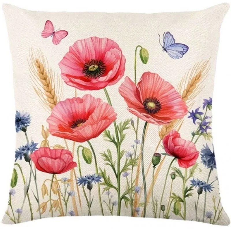 Pamut vászon párnahuzat POPPYELLE 45x45 cm, krém színű