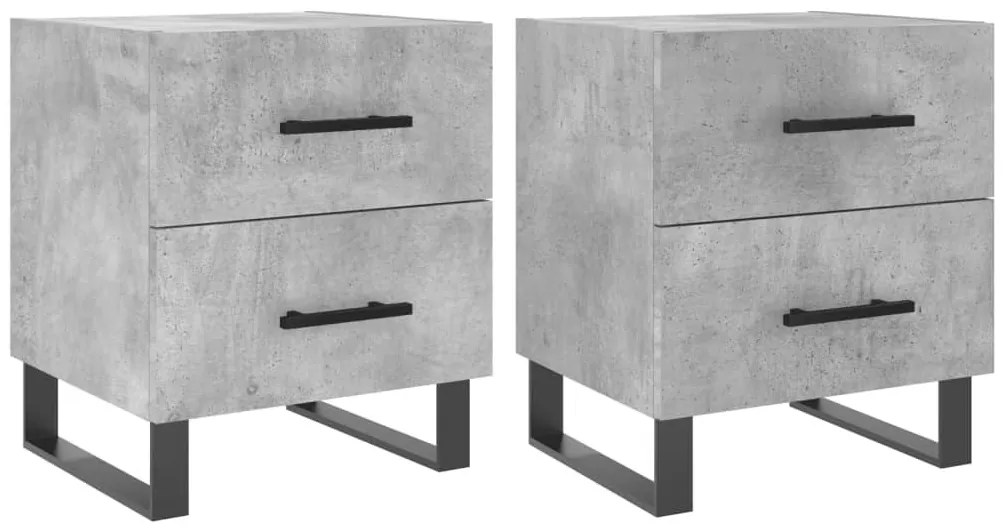 2 db betonszürke szerelt fa éjjeliszekrény 40 x 35 x 47,5 cm