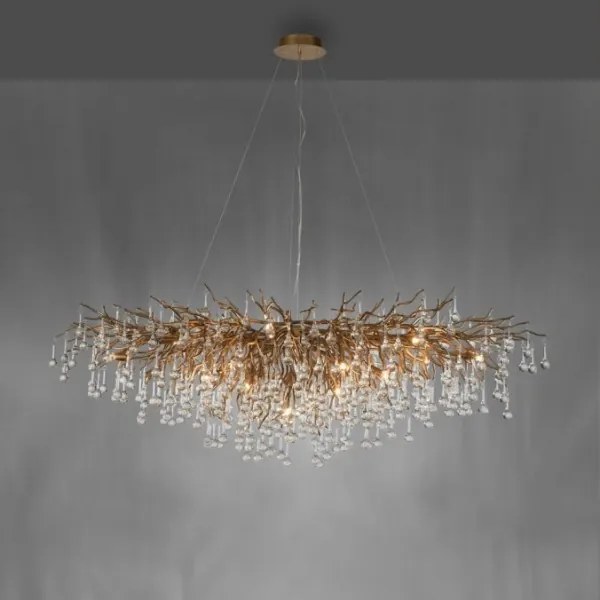 Paul Neuhaus 2031-11 - Csillár zsinóron ICICLE 15xG9/40W/230V 75x150 cm réz