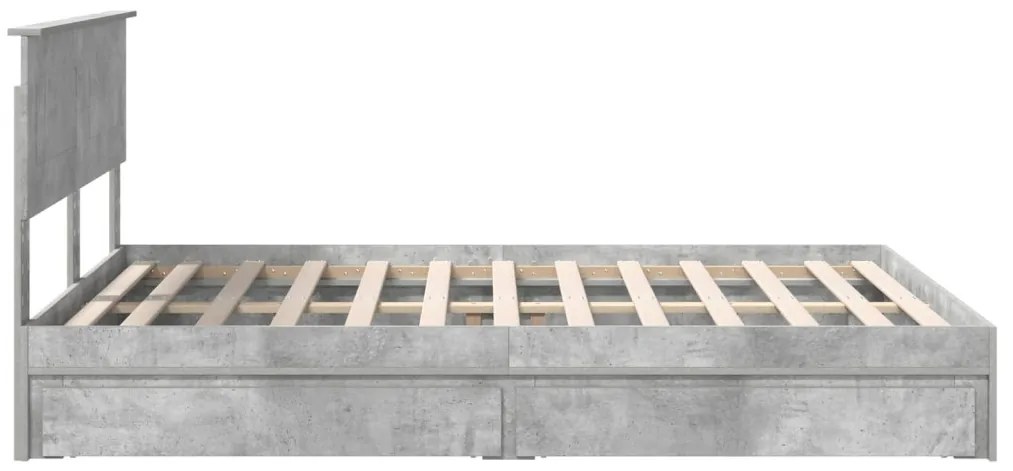vidaXL Tárolós Ágy fejtámlával Beton Szürke 160 x 200 cm Faanyag