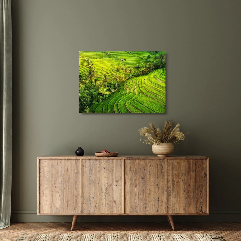 Kép - Rizs teraszok (üvegen) (70x50 cm)