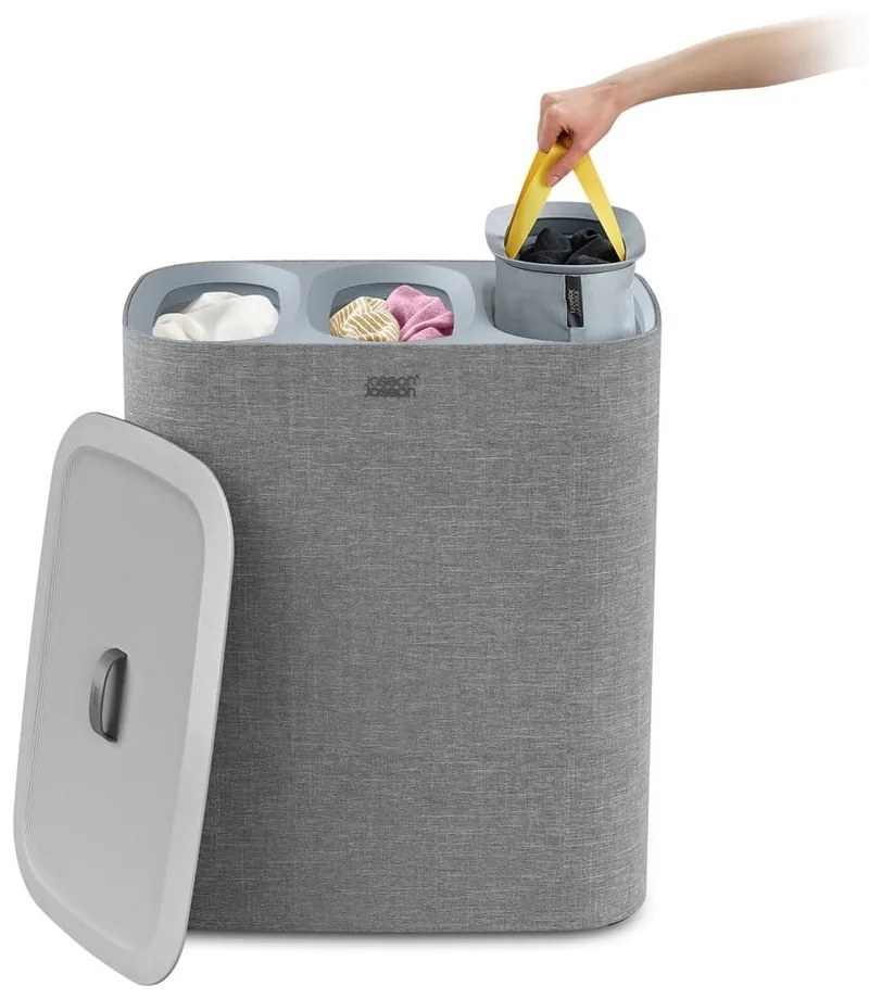 Szürke textil szennyeskosár 90 l Tota Trio – Joseph Joseph