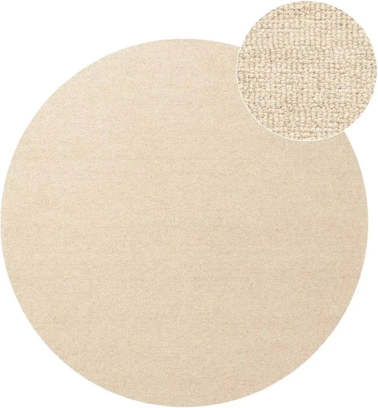 Bézs kézi szövésű gyapjú kerek szőnyeg ø 200 cm Puristic Knots – Elle Decoration