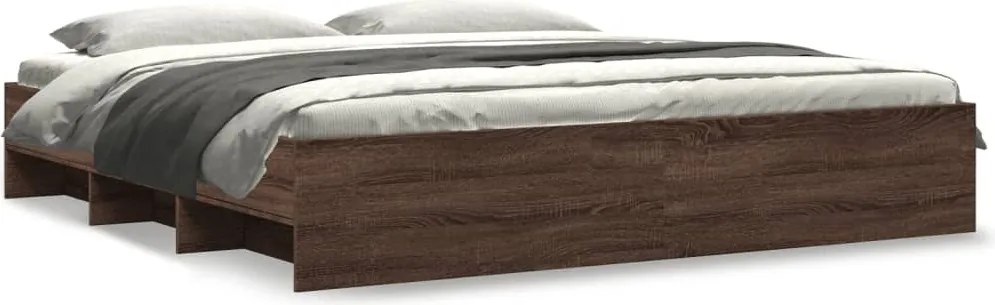 vidaXL barna tölgy színű szerelt fa ágykeret matrac nélkül 200x200 cm