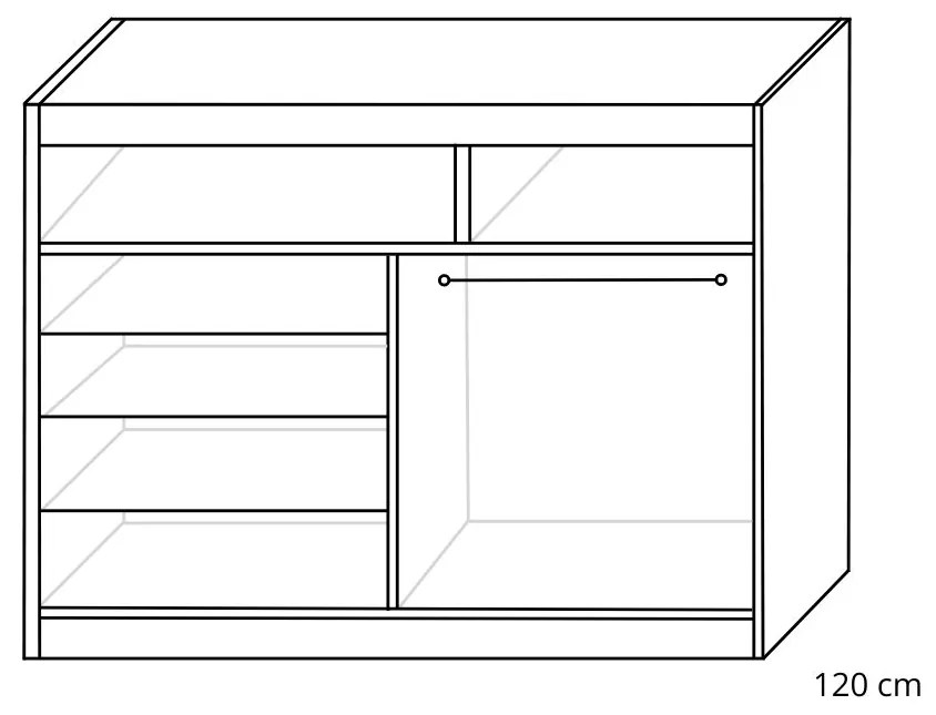 GALAN tolóajtós ruhaszekrény, 180x216x61, wenge