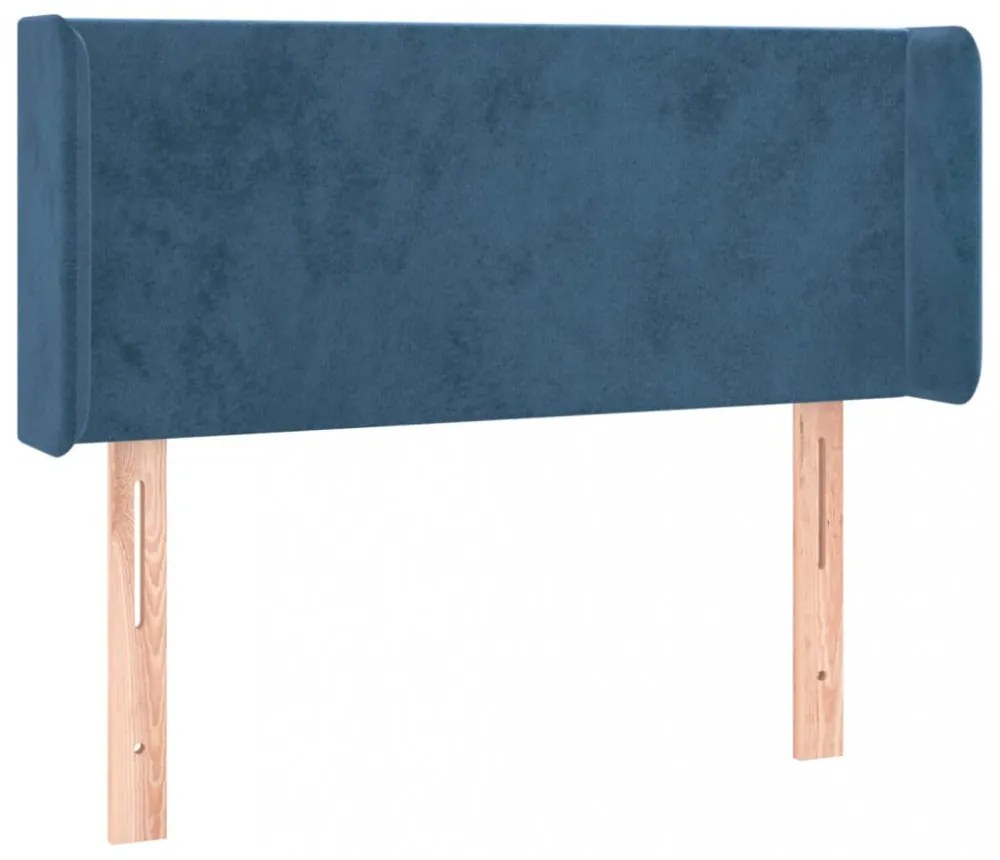 sötétkék bársony LED-es fejtámla 93 x 16 x 78/88 cm