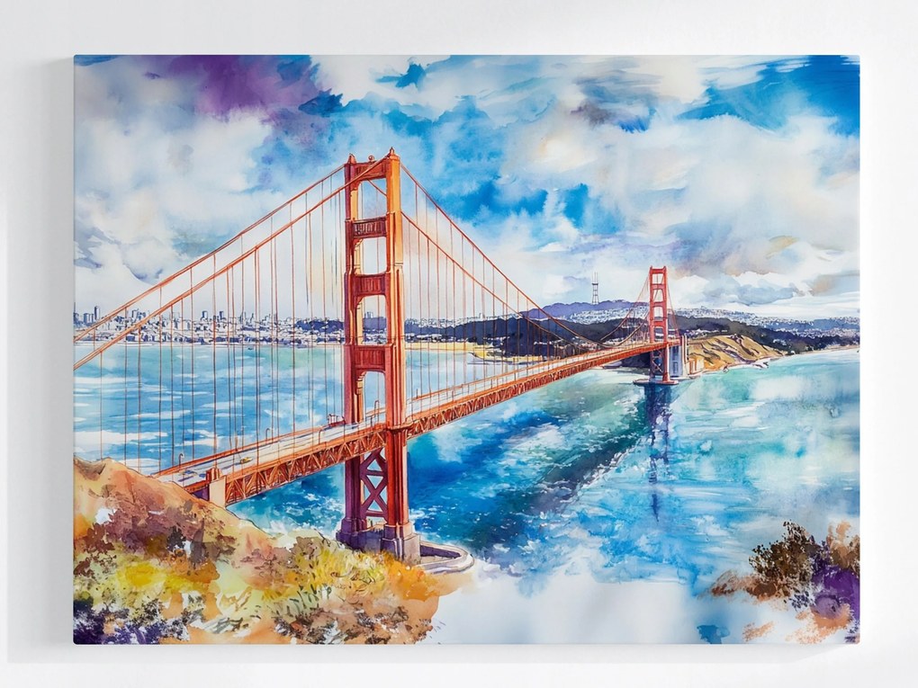 Poszter Golden Gate Bridge San Francisco Akvarell 80x60