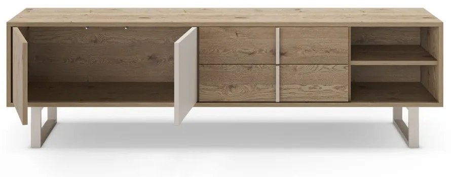 Szürke-natúr színű TV-állvány tölgyfa dekorral 180x51,5 cm Millay – Marckeric