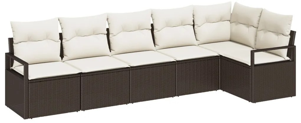 Kanapé Szett 6 pcs Barna polirattan