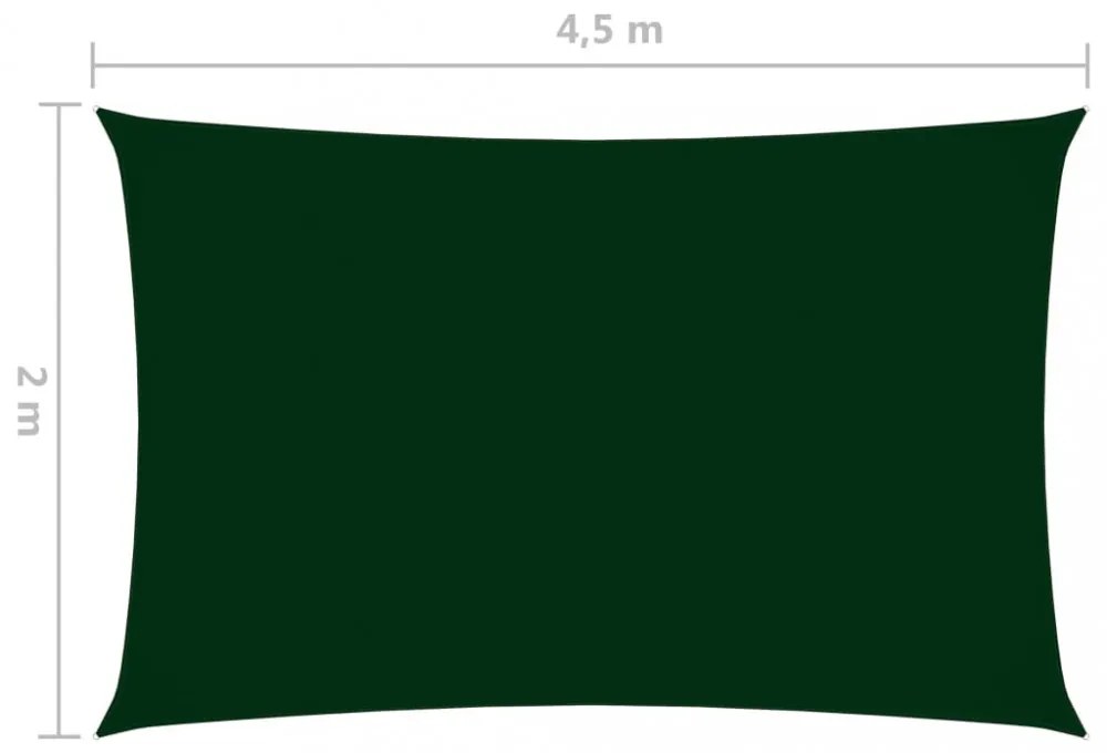 sötétzöld téglalap alakú oxford-szövet napvitorla 2 x 4,5 m