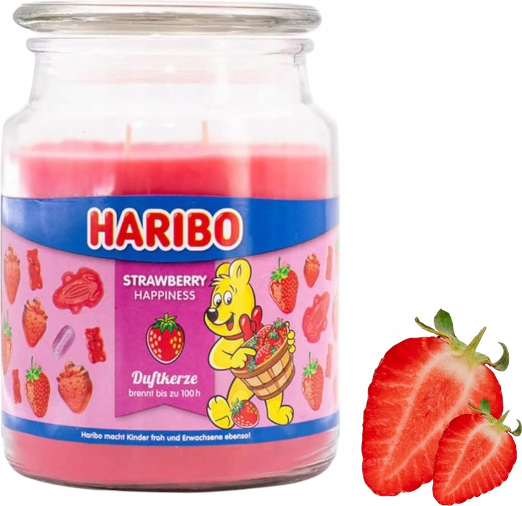 Gyertya Haribo Eper 510g Illatos Paraffin Gyertya StrawberryHappiness