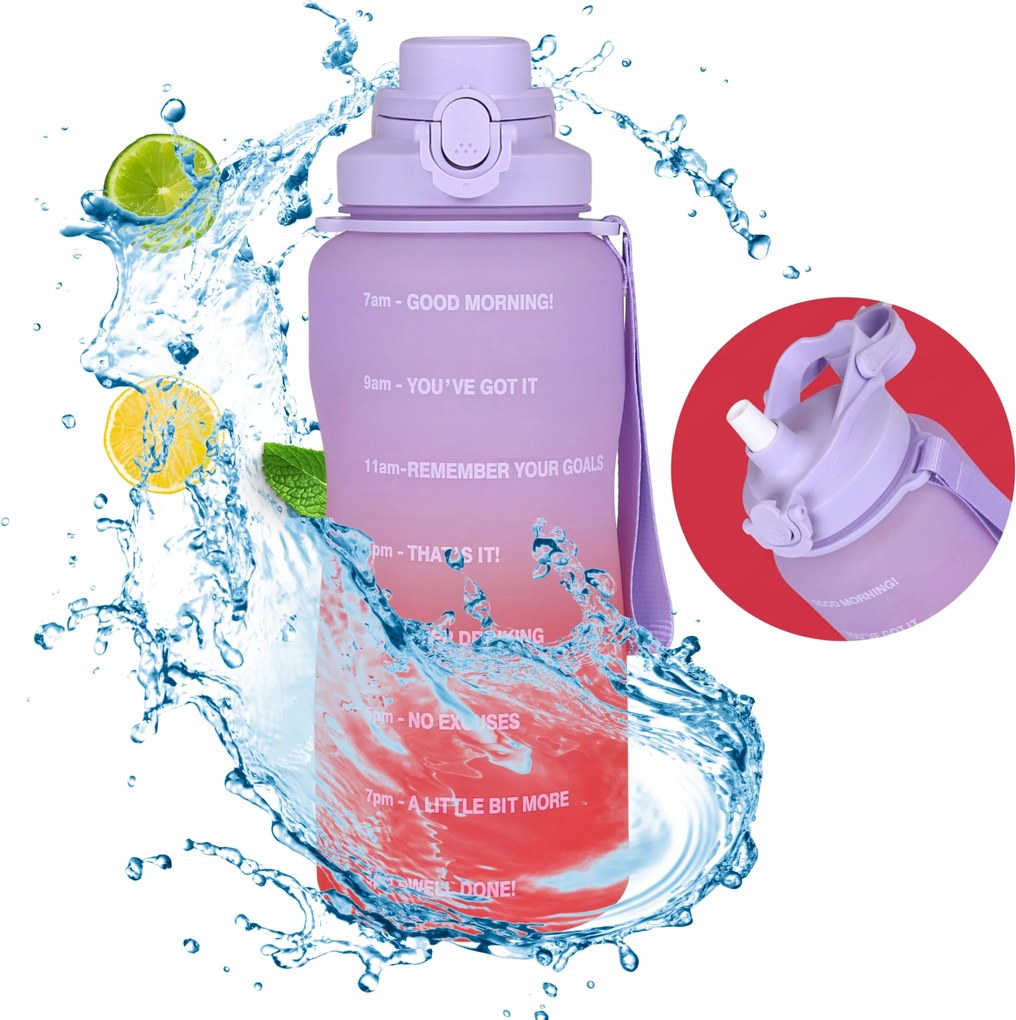 Ombre műanyag kulacs beosztással Vízpalack tritán Bpa mentes 2,3 l