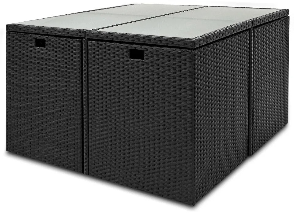 Deuba Kerti rattan szett America 4+4- fekete