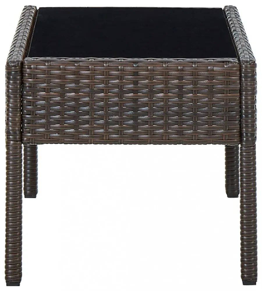 barna polyrattan kerti asztal 75 x 40 x 37 cm