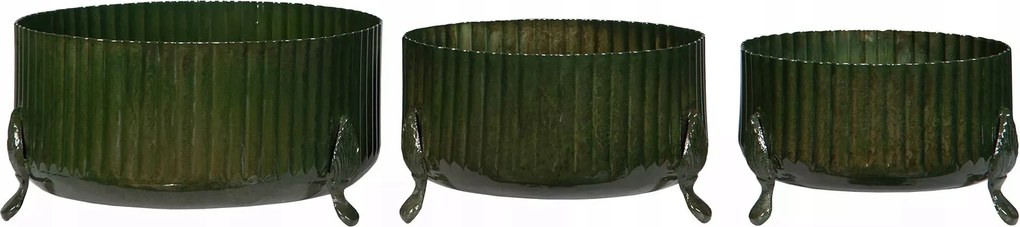 Virágcserép Lapos Nagy 3 db-os fém zöld bonsai erkélyre