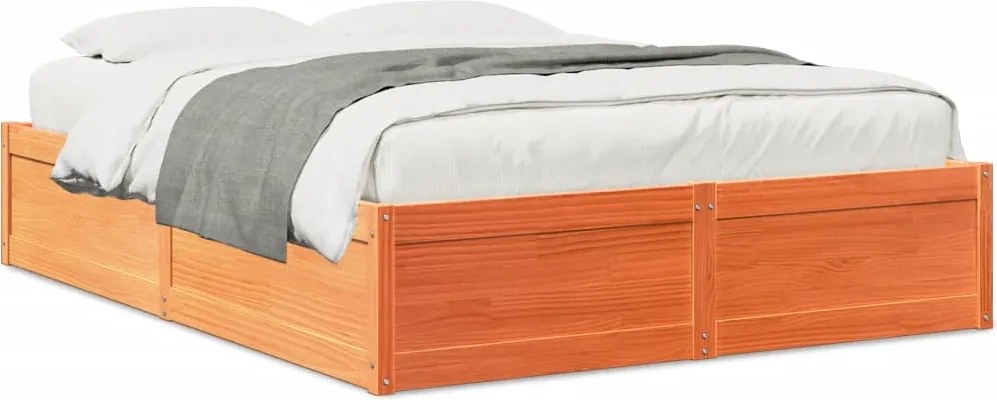 vidaXL viaszbarna tömör fenyőfa ágy matrac nélkül 150 x 200 cm