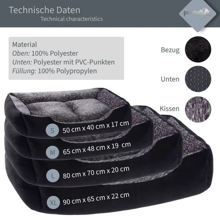 PESTUFF Kutyafekhely L 80 x 70 x 20 cm fekete