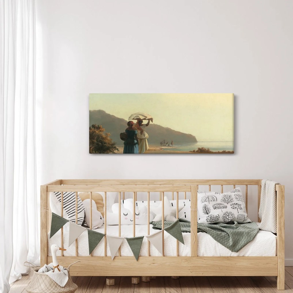 Kép - Camille Pissarro, Two Women Chatting by the Sea, St. Thomas, reprodukciók (120x50 cm)