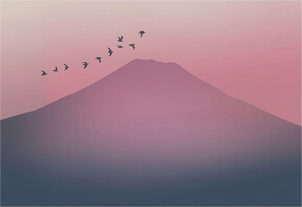 Flizelina fotótapéta Nappaliba és Hálószobába Hegyi nyugat 152x104 Ragasztó