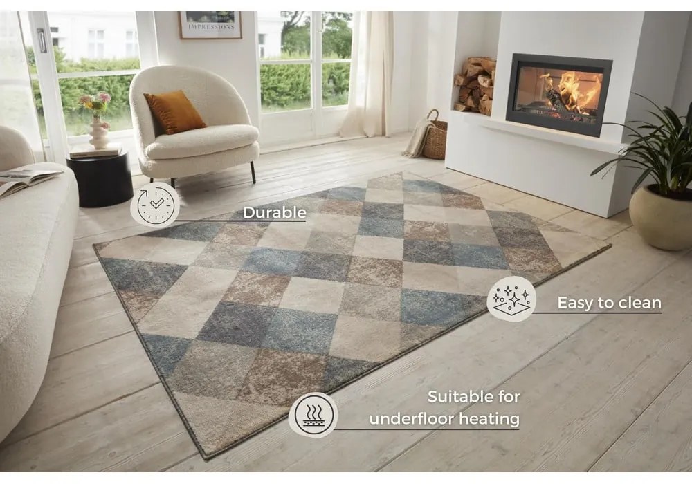 Kék-bézs szőnyeg 200x280 cm Terrain – Hanse Home