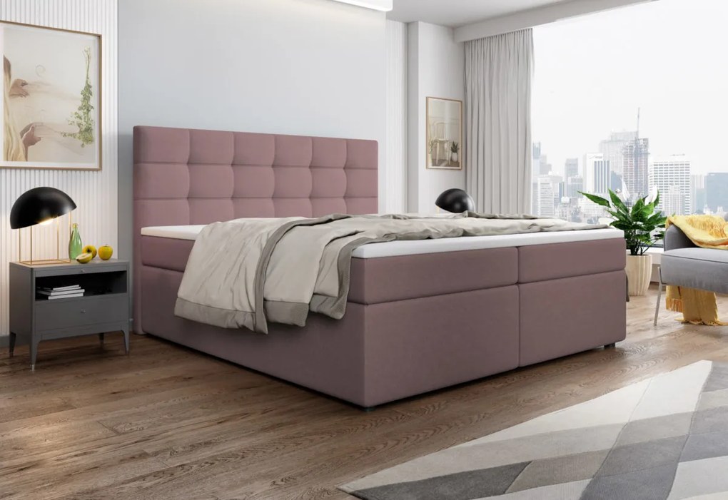 SALMA kárpitozott boxspring ágy + topper, 160x200, inari 22