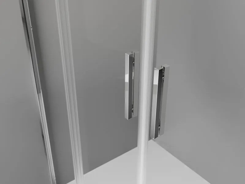 Mexen Exo félköríves aszimmetrikus tolóajtós zuhanykabin 100 x 80 cm, átlátszó, króm - 8132-100-080-01-00
