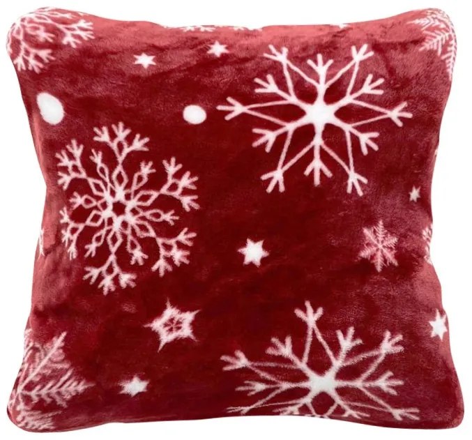Mikroplüss párnahuzat SNOWFALL 45x45 cm, piros