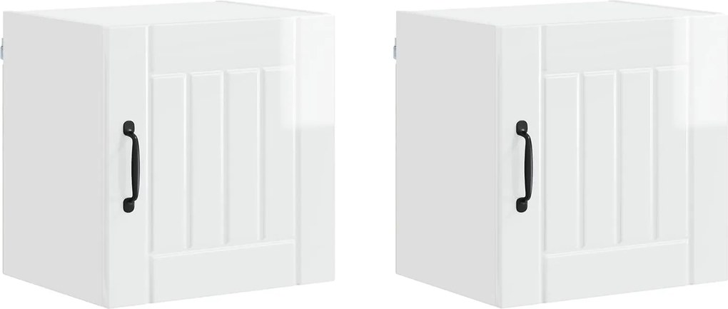 vidaXL Konyhaszekrény 2 pcs Magas Fényű Fehér 40 x 31 x 40 cm Faanyag