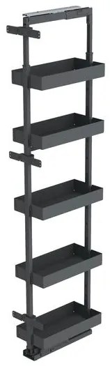 Konyhai fémrács, kamravasalat, 400mm, antracit, teljes kihúzású, csillapított záródás, 1215-1515mm, 4 kosár SIGE, PRO LINE 260