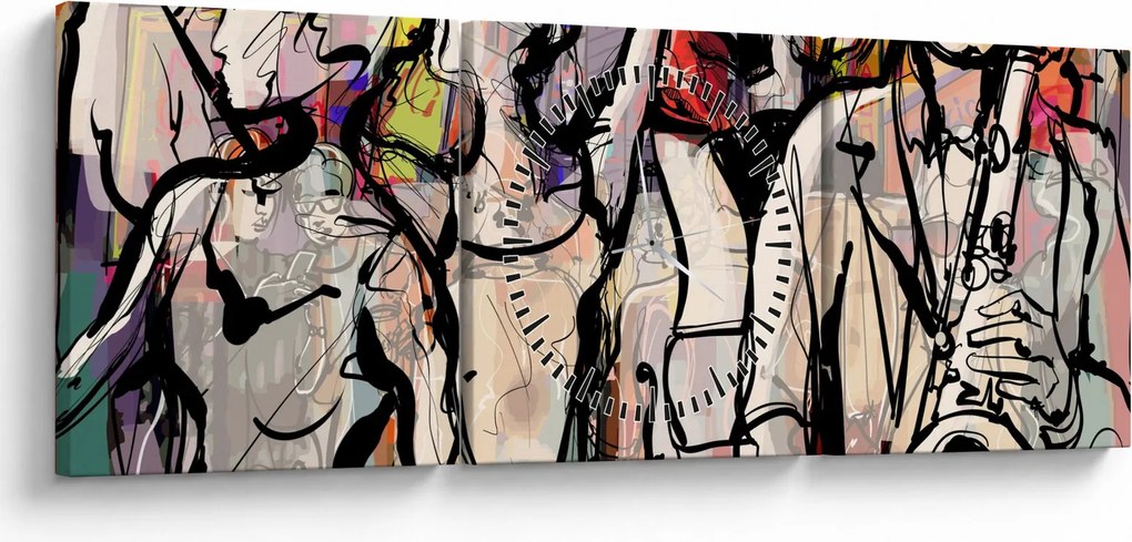Kép - Jazz éjszaka (órával) (90x30 cm)
