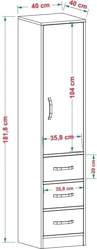 Modera konyhaszekrény, fehér, 40 cm