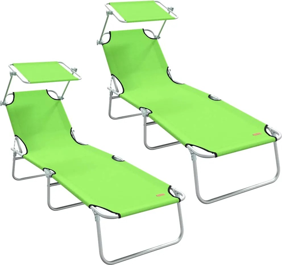 vidaXL Napozó 2 pcs Zöld 58 x 188 x 77cm Poliészter