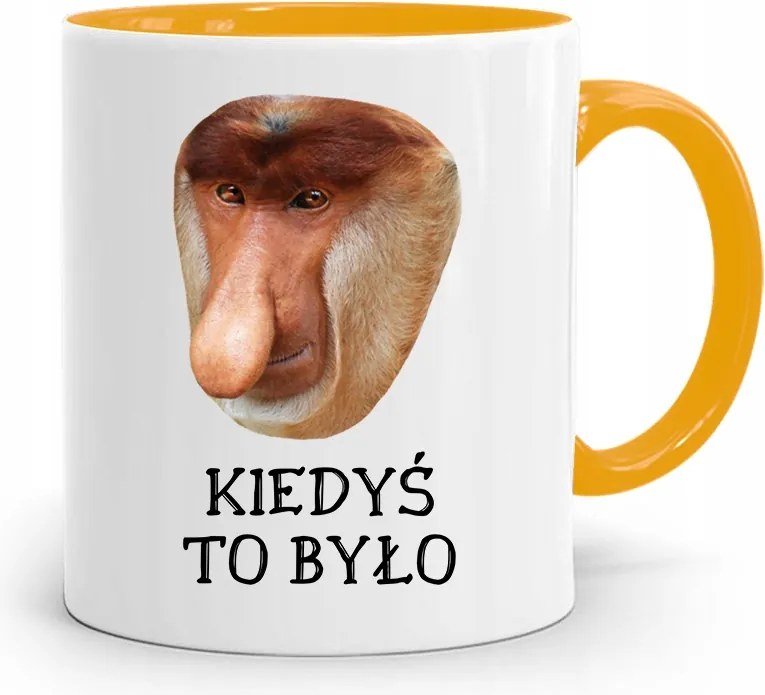 Sárga Hordozós Bögre Janusz Régen Ajándék Volt, fényképes nyomattal