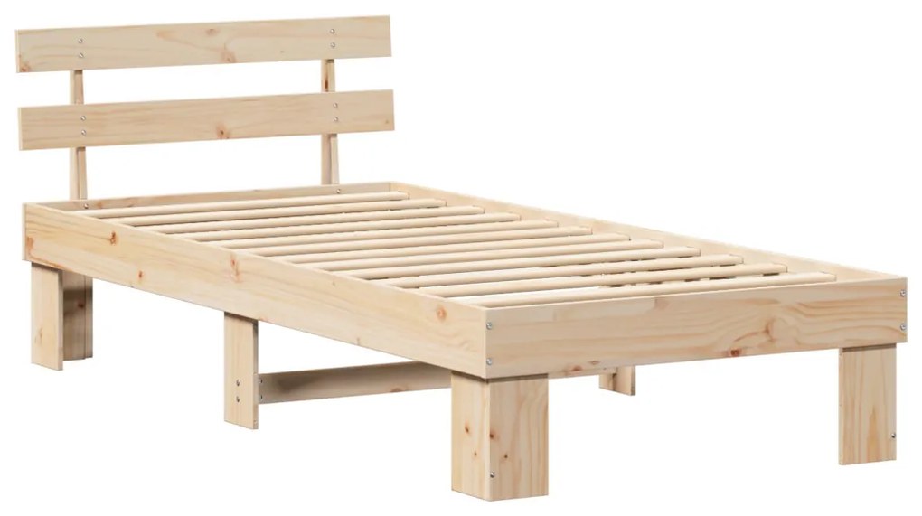 Ágykeret Fejtámlával 80x200 cm Tömör Fa Fenyő