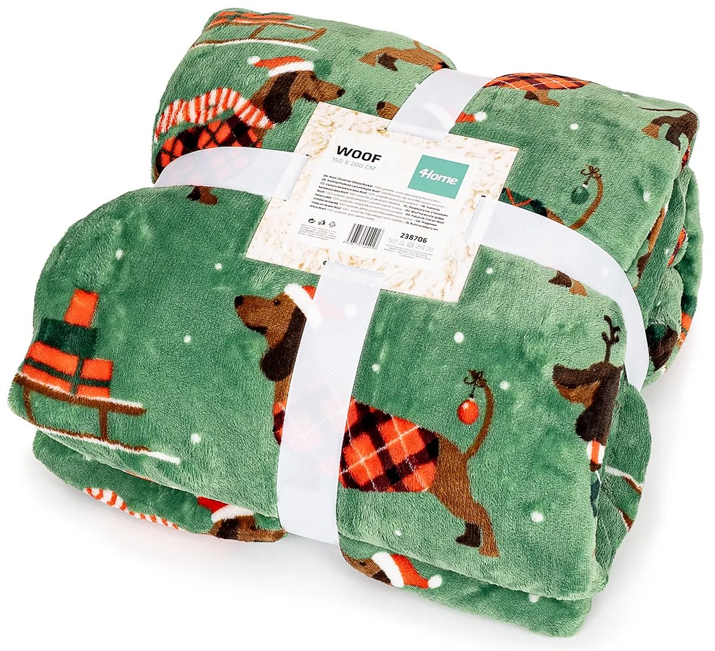 4Home Woof karácsonyi gyapjú hatású pléd, 150 x 200 cm