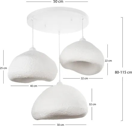 Brilagi - WABI SABI kábeles csillár 3xE27/40W/230V átm. 82 cm fehér