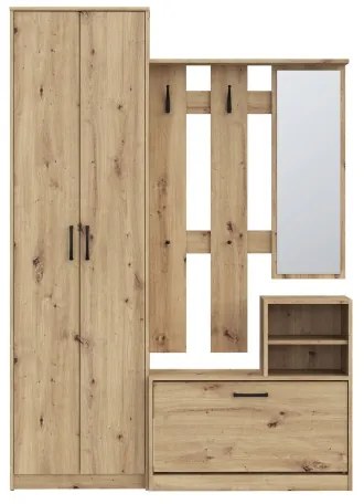 Előszobafal tükörrel KAVI, artisan tölgy