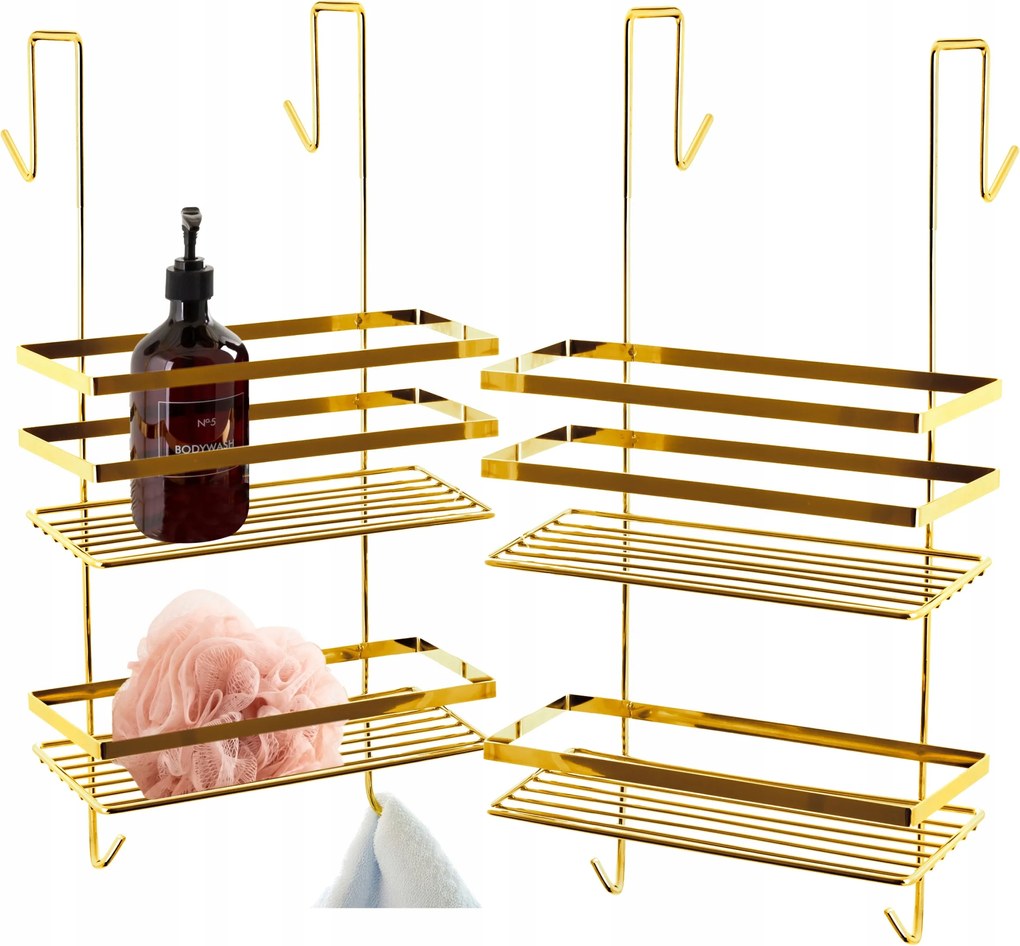 Fürdőszobai polc Zuhany alá Függő Arany Függő Fém Kabin