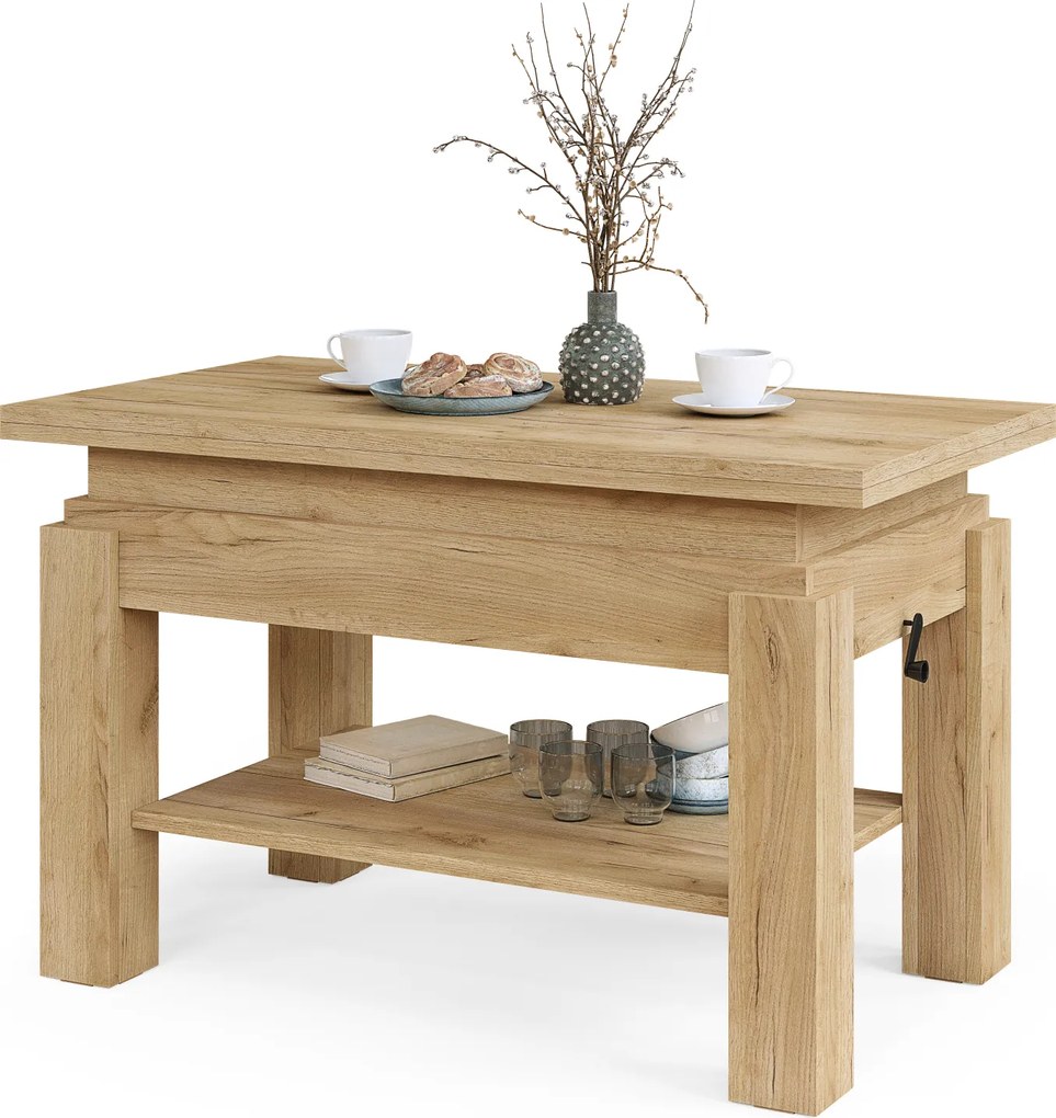 Mazzoni BRAWO Arany Tölgy - NYITHATÓ/MAGASÍTHATÓ DOHÁNYZÓASZTAL POLCCAL ÉTKEZŐASZTALKÉNT IS HASZNÁLHATÓ